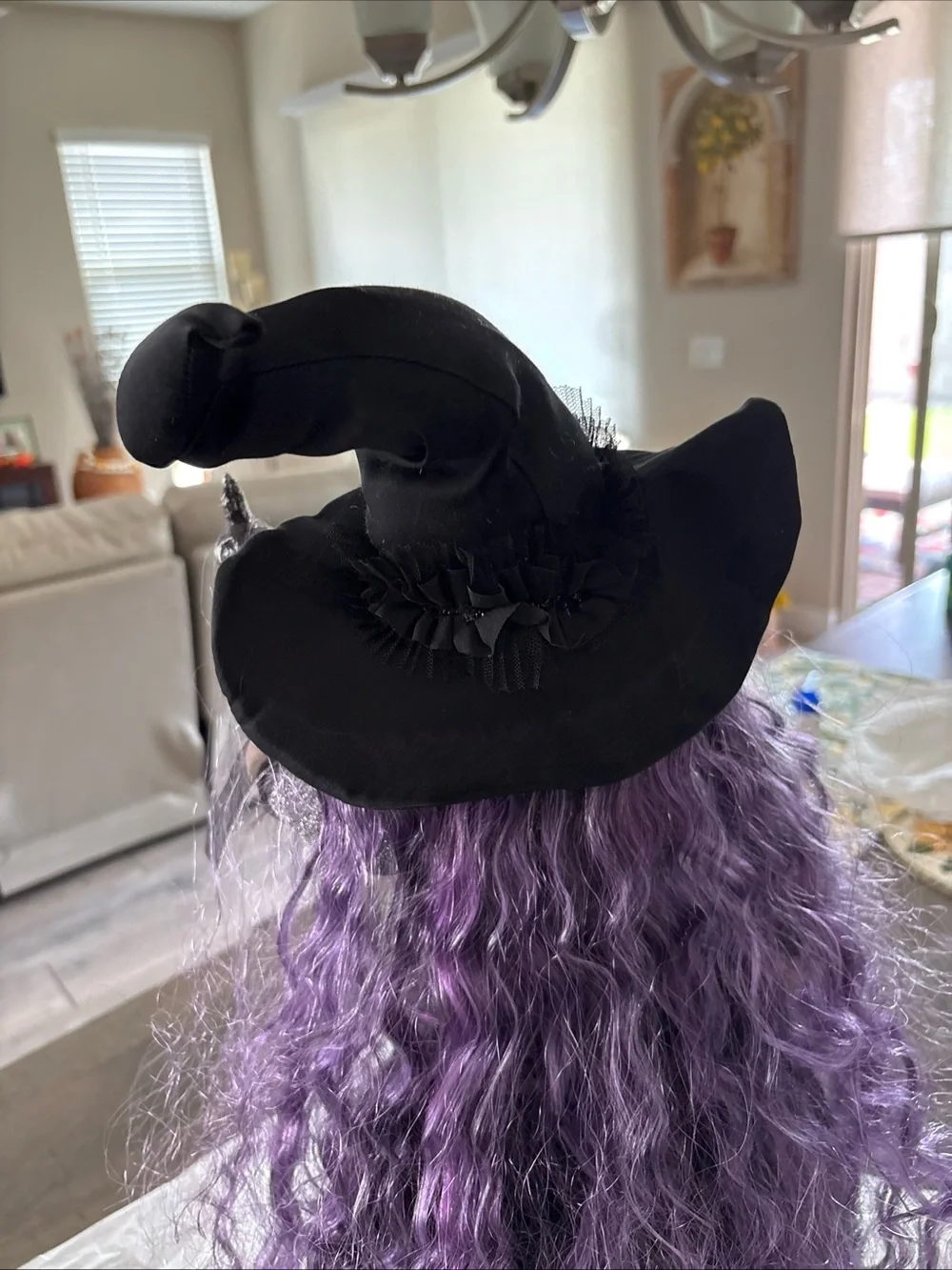 Halloween Fabric Witch Doll Purple Self Stands Cloth Doll Tabletop Decor 23